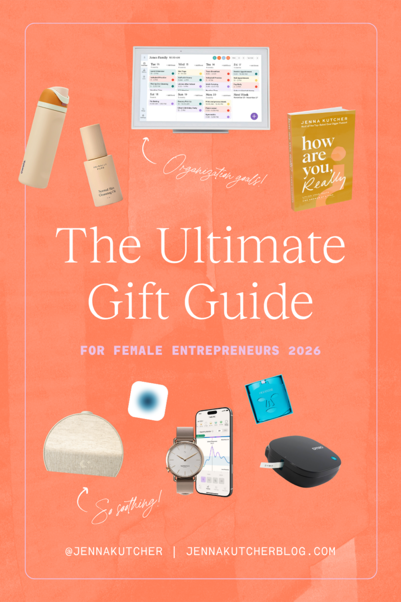The Ultimate Gift Guide for Female Entrepreneurs 2026 by Jenna Kutcher, with a Skylight Calendar, Owala bottle, NOWATCH, and more